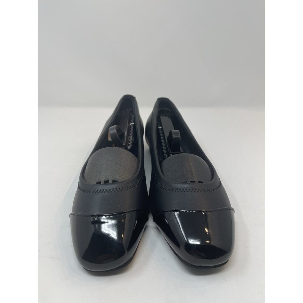 London Fog Women's Black Baden Ballet Flats with Patent Cap Toe Size‎ 8W